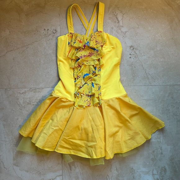 Kellé Ruffled Dress with Tutu Size Medium in Yellow - Picture 1 of 7
